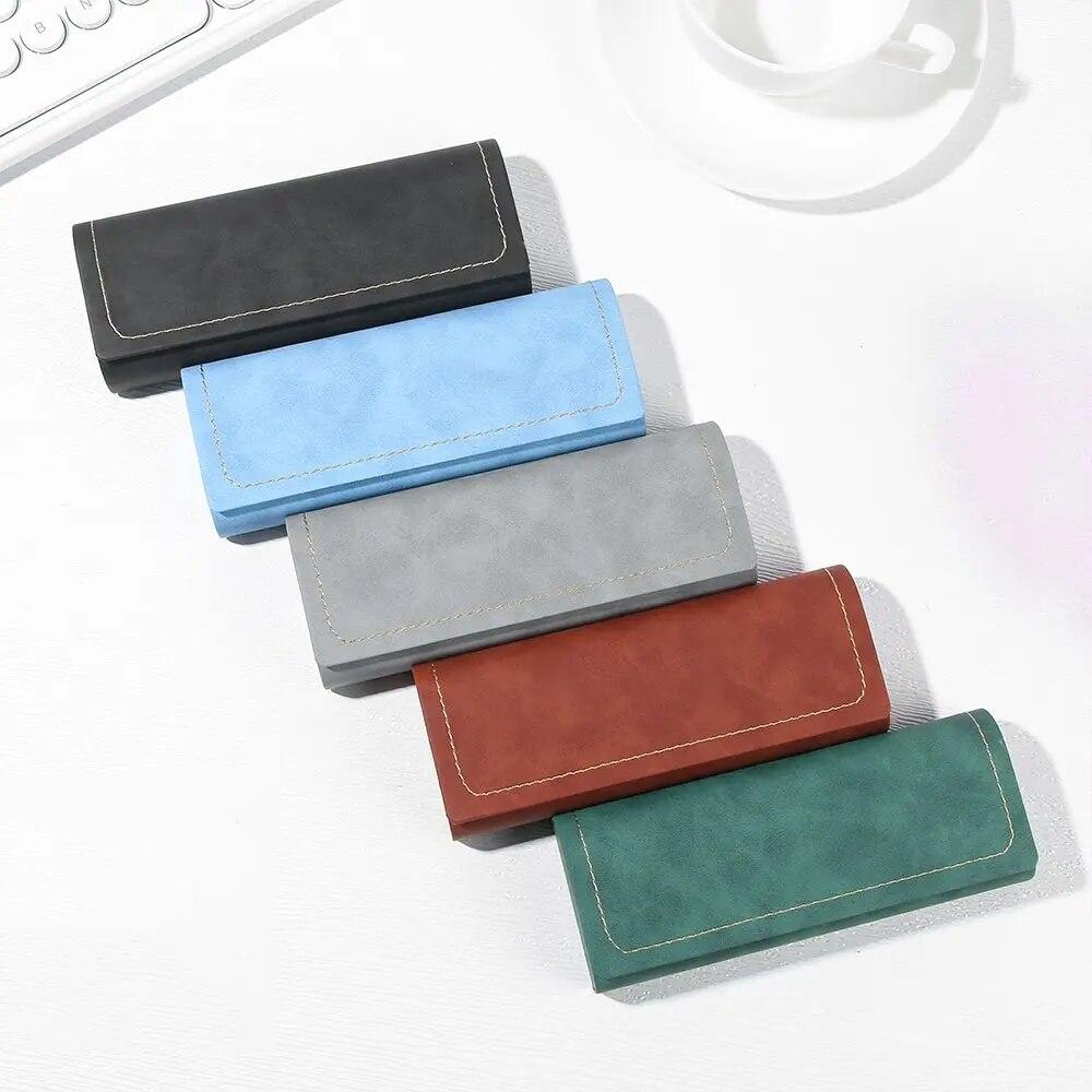 Hot Waterproof Hard Frame Eyeglass Case Leather Glasses Case For Men Women Reading Glasses Box Multicolor Spectacle Cases