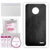 apgo Protective Skin Sticker for the Back Compatible with Motorola Moto E4 Plus, Wrap Film, Foil, Vinyl - Pattern Black Leather