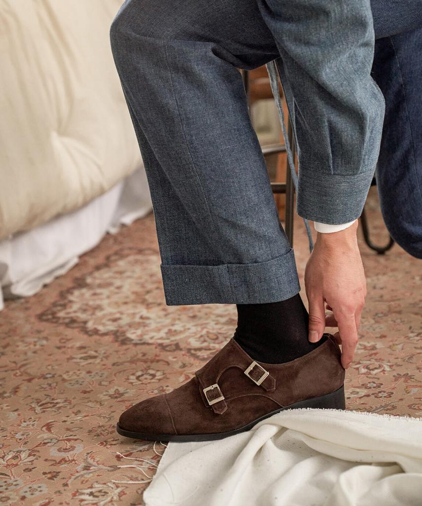 Allclassic Alc1003 Adore Straight Tip Double Monk Strap_D.Brown Suede