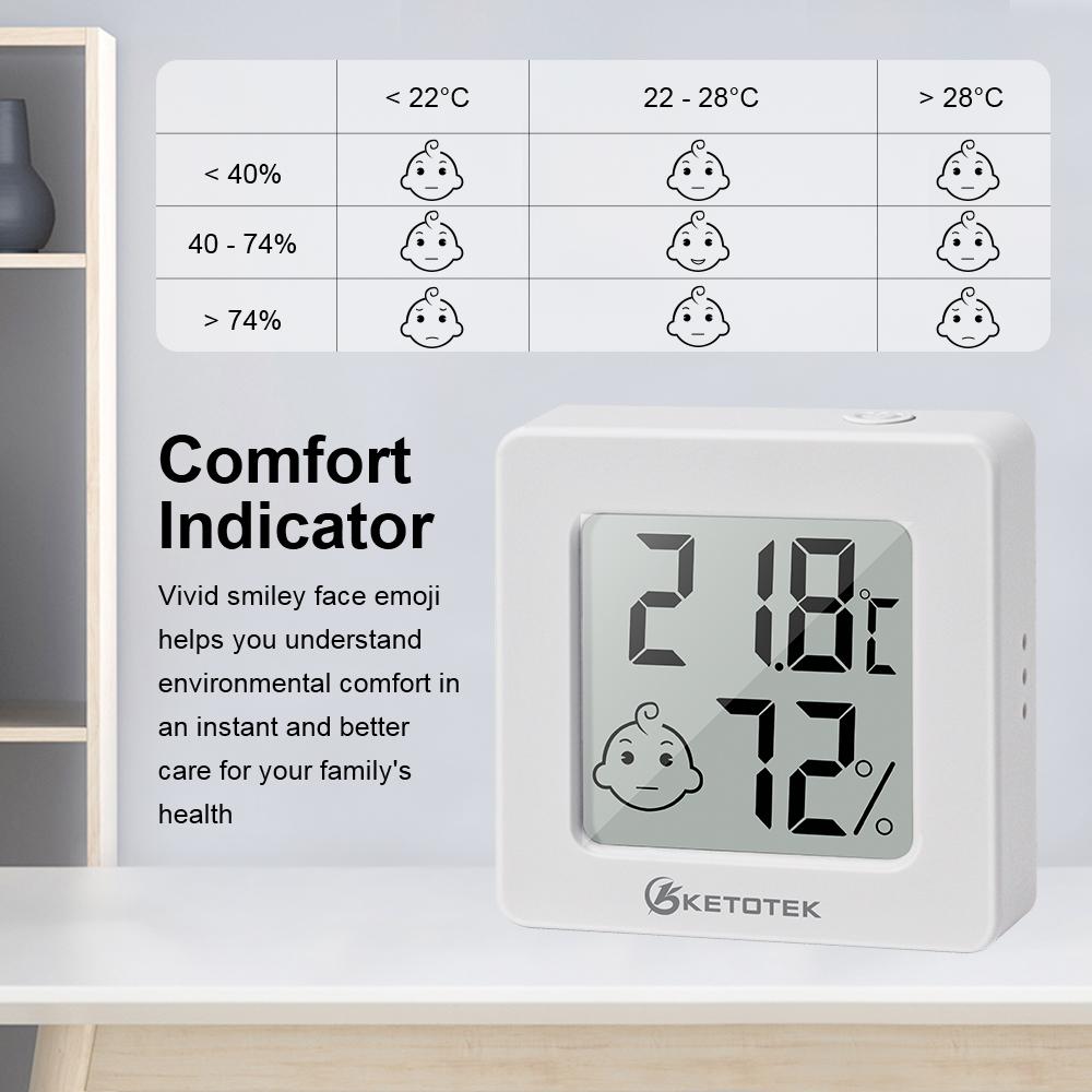 Ketotek Mini Digital Hygrometer Thermometer Indoor Hygrometer Gauge Sensor Humidity Meter Room LCD Thermometer Temperature