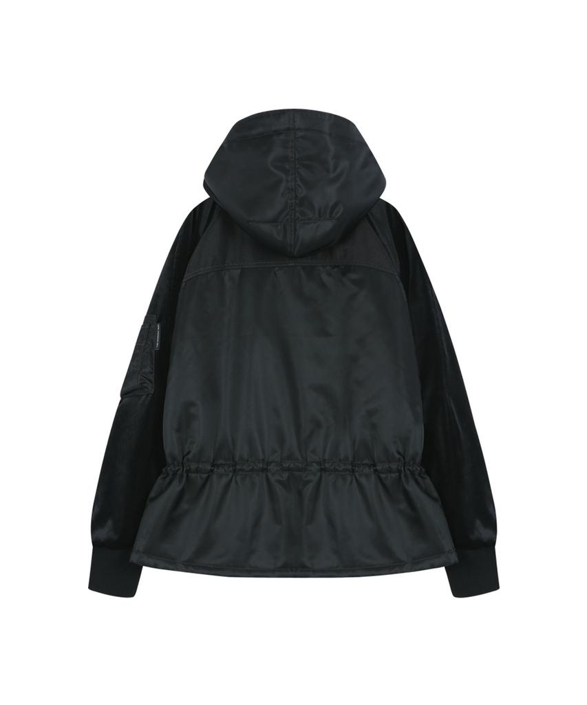 ADSB ANDERSSON BELL Utility Hooded Puffer Peplum Jacket (Black)