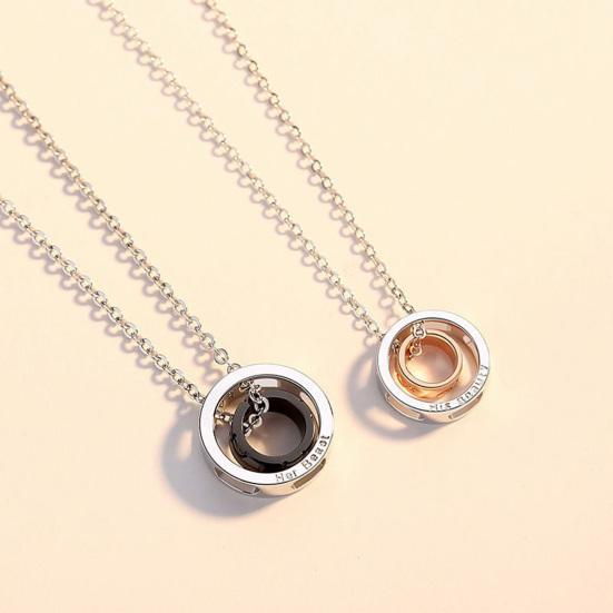 Кольцо Шарм Парное Ожерелье Подвеска с Двойными Кольцами Ее Чудовище Его Красавица Ожерелье из Сплава на День Святого Валентина Юбилей Подарок на День Рождения