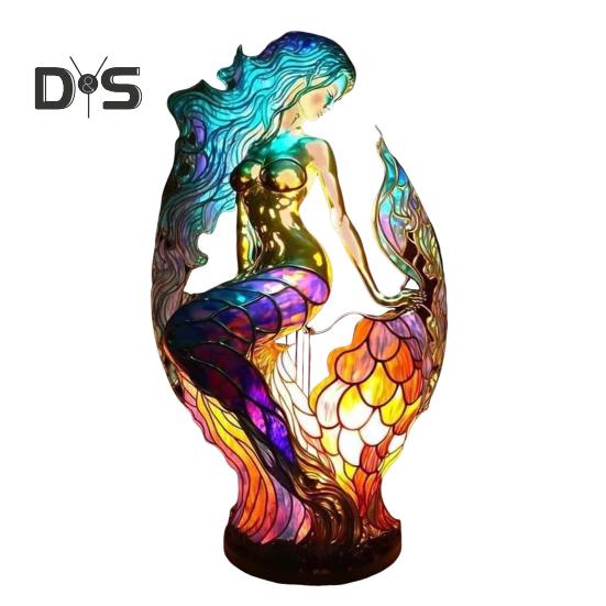 Витражная настольная лампа с изображением животных на батарейках, винтажный ночник с изображением животных для дома, офиса, спальни, детской комнаты, прикроватная настольная лампа