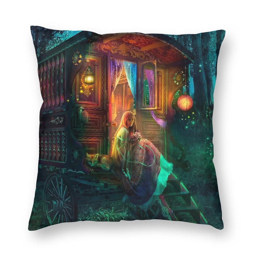 Gypsy Caravan Firefly Square Pillowcase Polyester Linen Velvet Pattern Zip Decorative Throw Pillow Case Bed Cushion Cover