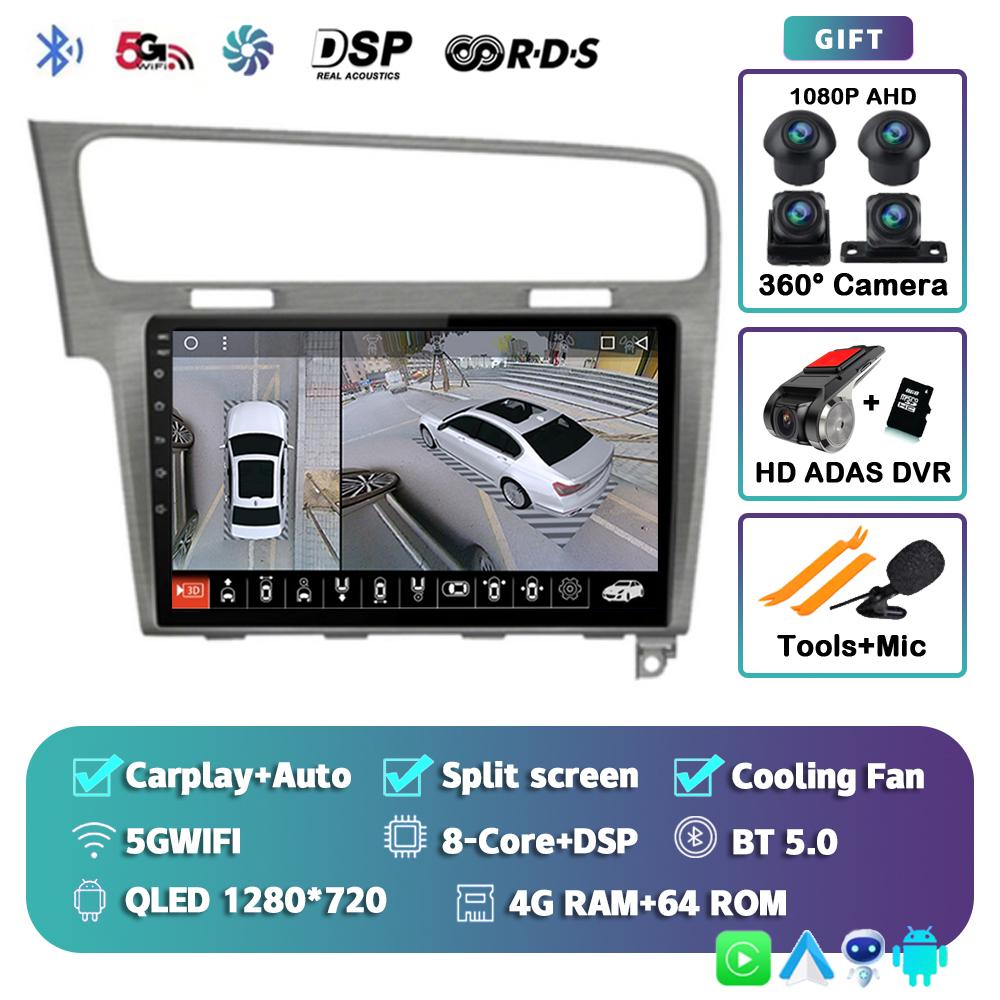 Android 14 Carplay Автомагнитола Для Volkswagen VW Golf 7 2013 - 2016 2017 2018 2019 2020 MK7 Мультимедийный Плеер Стерео Система GPS Головное Устройство