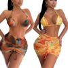 Women Sexy Triangle Split Bikini Suit Set Tie Side G-String Thong Swimsuit One Shoulder Elastic