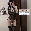 Erotic Underwear, sexy lace cheongsam-style belly band, women's bead chain, see-through uniform, Seductive pure Desire pajamas 1482