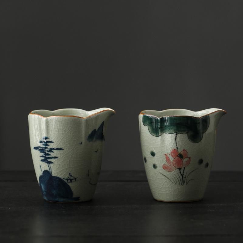 Ge Kiln Hand-Painted Ice Crack Glaze Fair Cup Ceramic Large Tea Sea Kung Fu Tea Set Single Uniform Teacup Tea Dispenser Chinese Style