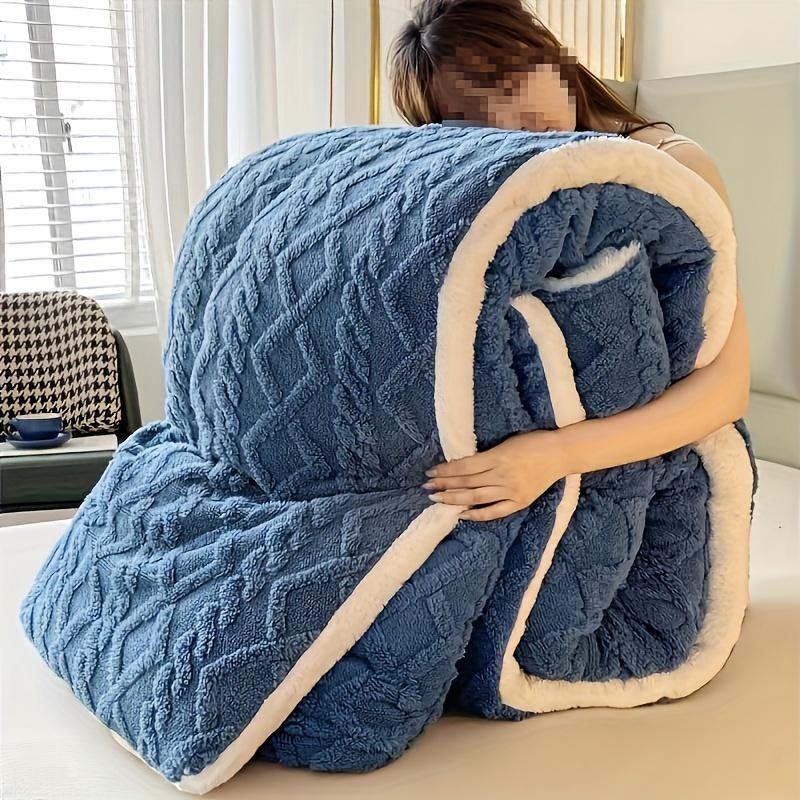 Thickened Warm Taffeta Winter Blanket for Bed Soft Artificial Lamb Wool Weighted Blanket for Sleeping King Size Double Comforter