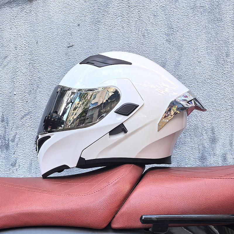 Orz motorcycle helmet peel-off helmet double lens big tail locomotive racing helmet running helmet men and women keep warm in winter