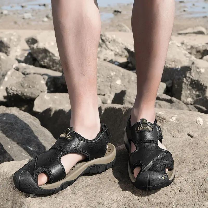 Модная мужская обувь на платформе, закрытый носок, натуральная кожа, дешевая распродажа, цвет, большой размер, модели 2025 года, открытая, купить, мужская сандалия из ЭВА