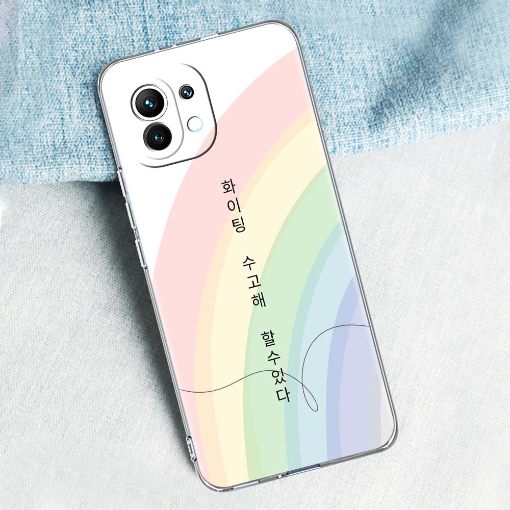 Чехол для телефона для Xiaomi Mi 15 14 13 12 11 Lite 15T 13T 12T Pro Poco X7 X6 X5 Pro 5G X3 NFC F7 F6 F5 Прозрачная крышка Корейская буква