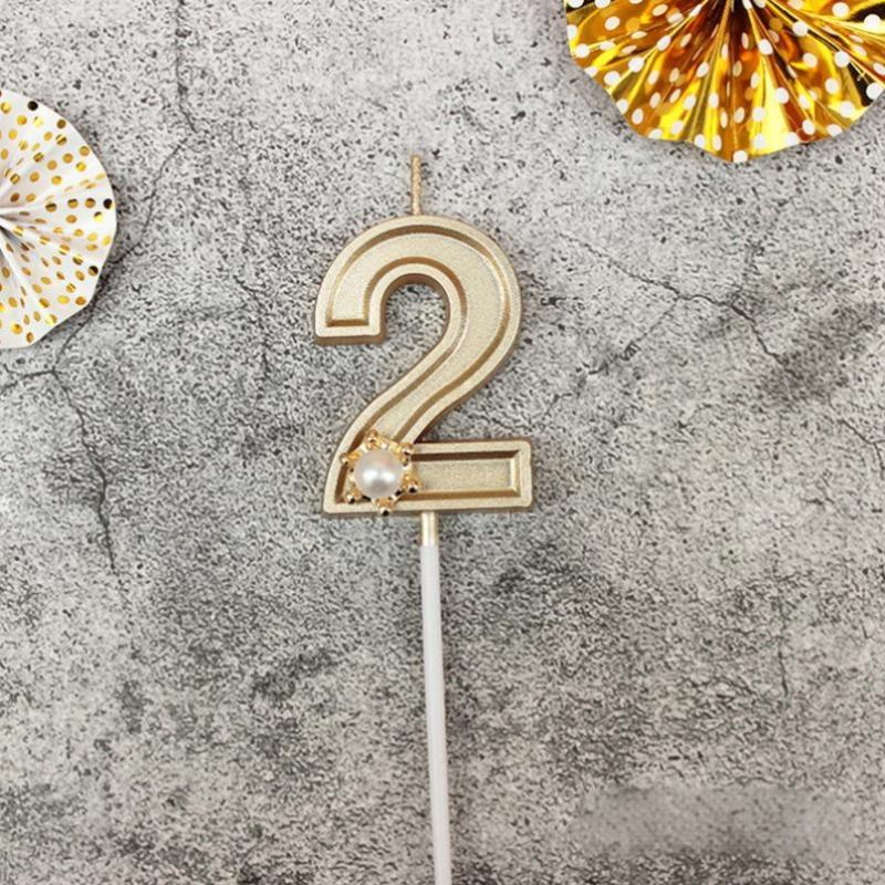 Золотые 3D свечи в виде цифр для торта, подходящие для украшения дня рождения, украшение на день рождения, инструменты для украшения торта