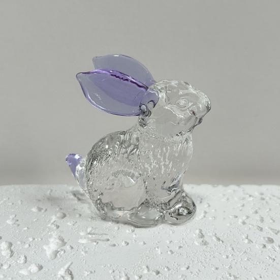 Фигурка Пасхального Кролика из Искусственного Хрусталя Ручной Работы Прозрачная Стеклянная Статуэтка Кролика Миниатюрная Скульптура Животного