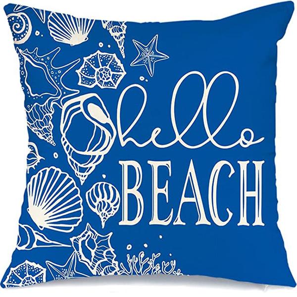 Summer Hot Style Ocean Style Pillow Beach Shell Pattern Blue Pillow Case Home Sofa Pillow Case Cushion Cover