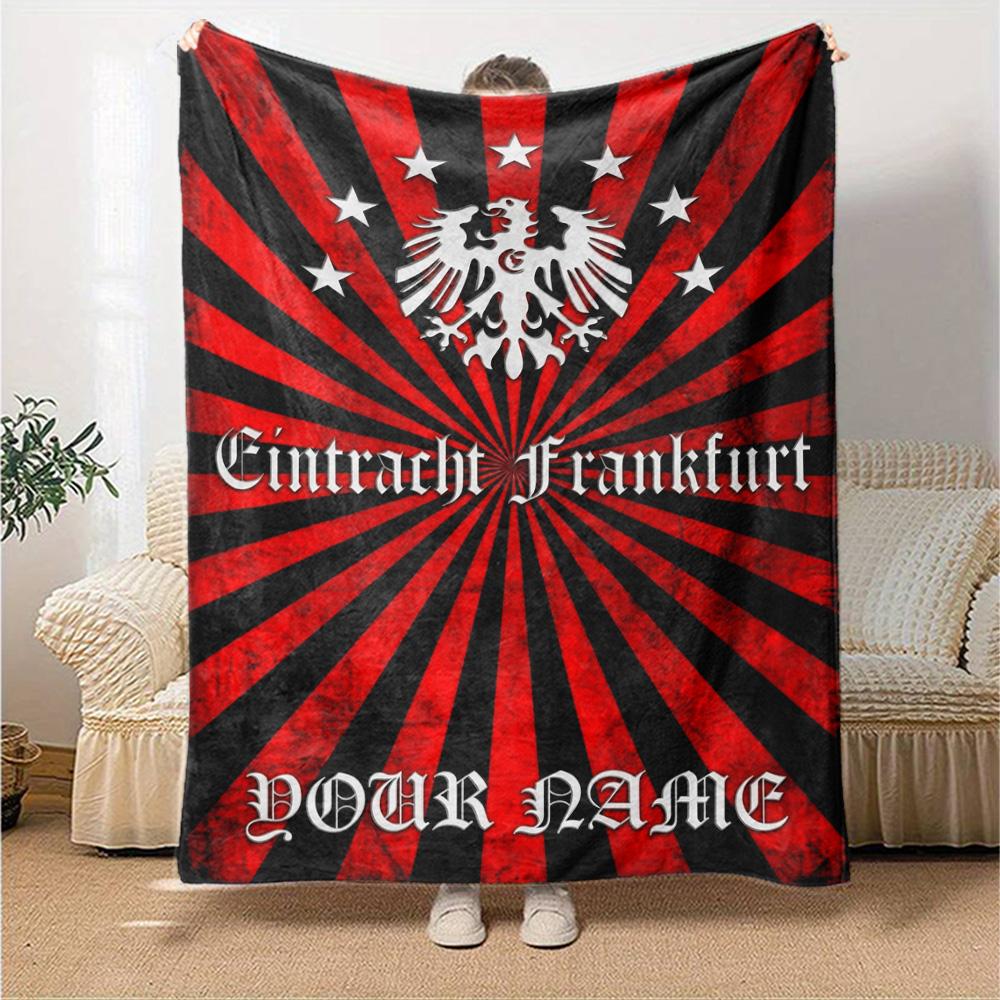 Name Custom Eintracht Frankfurt Print Flannel Blanket High Quality Warm Comfortable Cover for All Seasons Perfect for Gifts Home Decor