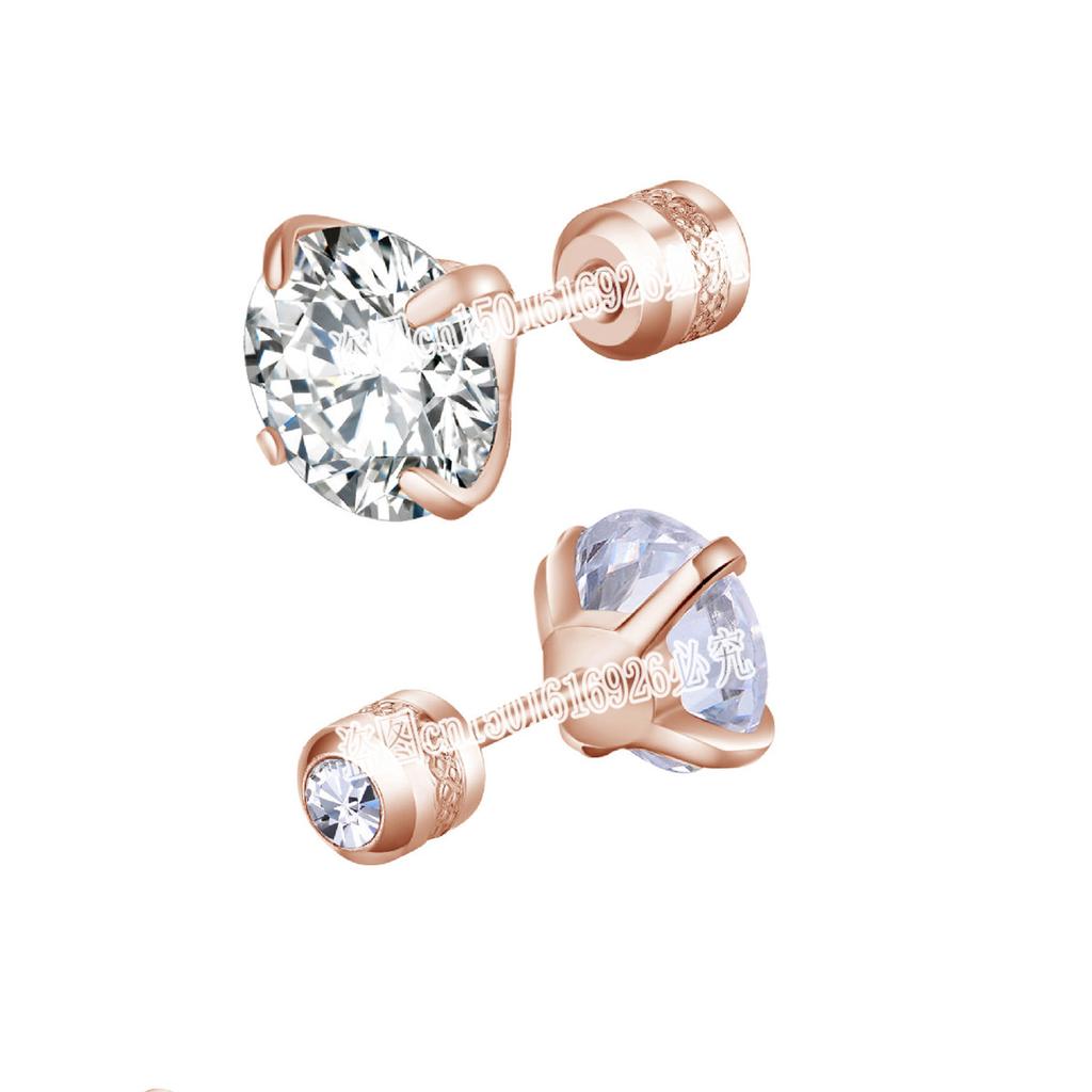 Stainless Steel 4 Color CZ Zircon korean Earrings For Women Crystal Screw Titanium Steel Ear Studs Anti Allergic Body Jewelry