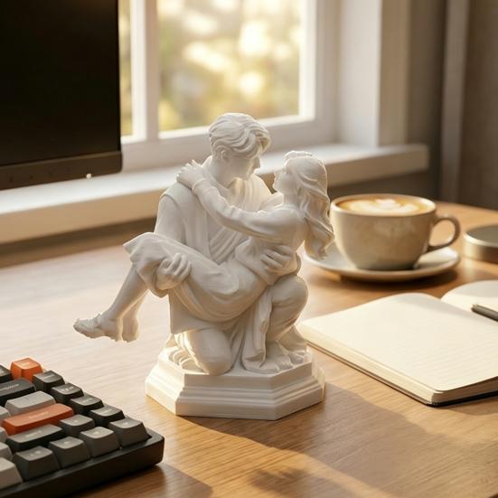 3D-печатная скульптура пары, Фигурка принцессы на коленях, несущая, Романтическое художественное изделие из смолы, Настольный декор, Уникальный подарок на годовщину, день рождения для пар, Фитнес