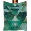 Green Geometric Throw Blanket Picnic Thermals For Travel Bed Fashionable For Sofa Thin Blankets