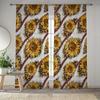 Modern Simplistic Style Sunflower Print Drapes for Living Room Bedroom Decor Rod Pocket Semi-Sheer for Windows Decorations