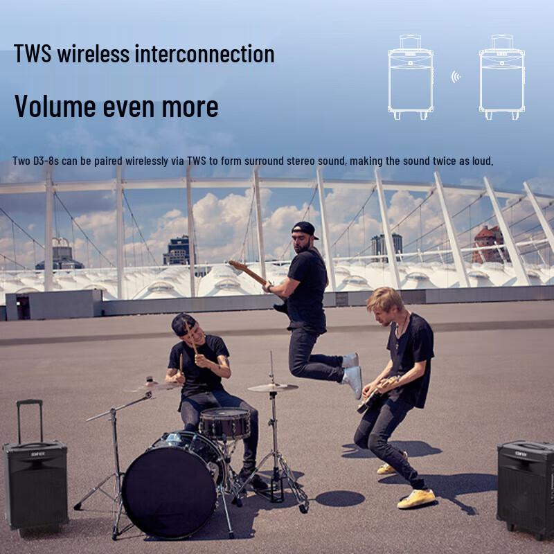 EDIFIER D3-8s 8-inch Portable Bluetooth PA Speaker with Wireless Mic