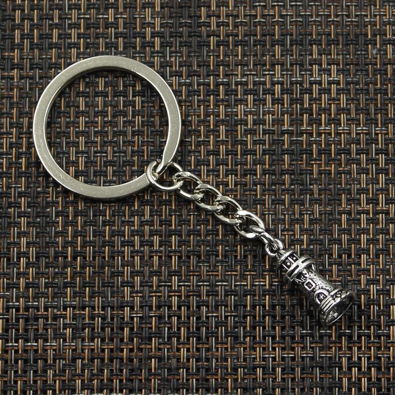 Fashion 30mm Key Ring Metal Key Chain Keychain Jewelry Antique Plated Castle Lighthouse 20x9mm Pendant