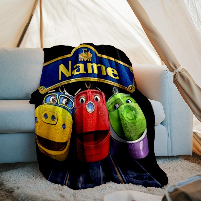 Personalized Custom Name Blanket - Chuggington Print Design,Blanket for Sofa,Bed,Travel,Camping - Soft and Warm, Great Gift
