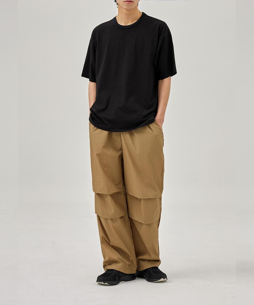 OX STUDIOS Nylon Parachute Pants (Khaki Beige)