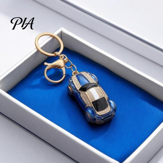 Unique Car Peripheral Sports Keychain with Sparkling Rhinestones, Durable Zinc Alloy Rhinestone Key Fob Stylish Pendant, Decorative Compact