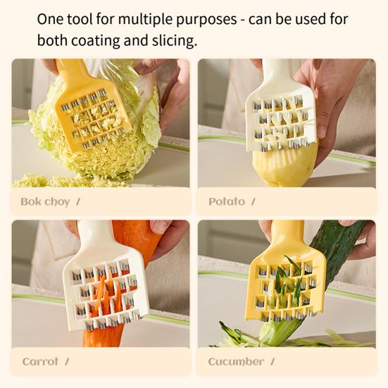 2Pcs Vegetable Cutter Multifunctional Hand Peeler Cutter Tool, Stainless Steel Blade Vegetable Slicer with Easy Grip Clog-Free Grate Design Kitchen