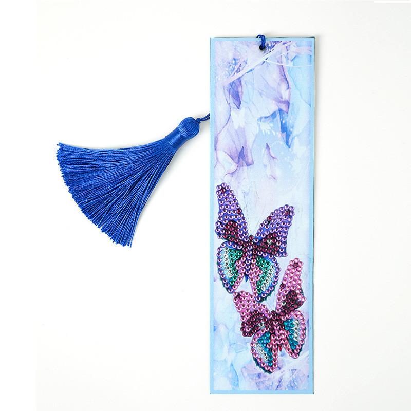Cartoon Animal Flower 5D Diamond Painting Bookmark Kits DIY Mosaic Gift Special Shaped Diamond Tassel Leather Bookmark