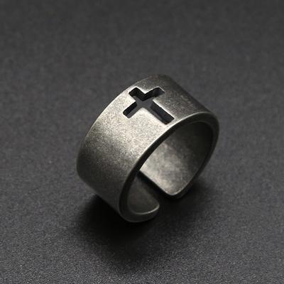 Простое винтажное кольцо из нержавеющей стали с крестом, панк-христианское кольцо для мужчин, модные ювелирные изделия, лучший подарок для друга
