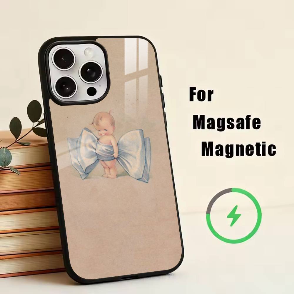 Милый чехол Kewpie Baby для iPhone 17, 16, 15, 14, 13, 12, 11 Plus, Pro, магнитный, для беспроводной зарядки Magsafe
