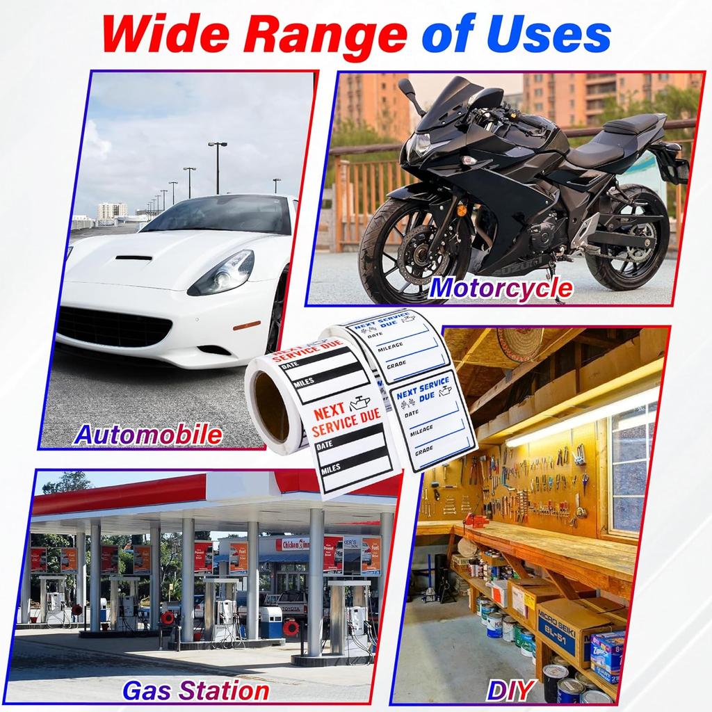 450 PCS Oil Change Stickers For Windshield, 2 Rolls  Oil Change Sticker, 2 X 2 Inches Next Service Due Sticker Labels, Removable Vinyl Stickers For