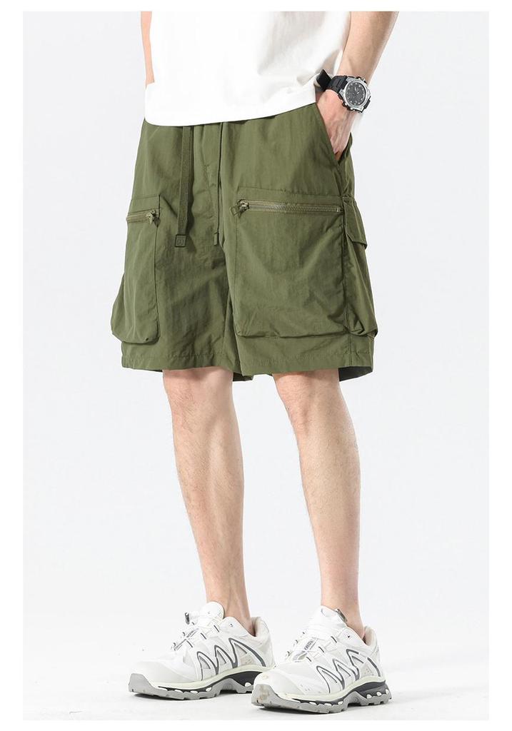 Men's Trendy Summer Loose Straight Cargo Shorts - Nylon Ice Silk, Mid-Length, Casual Fit