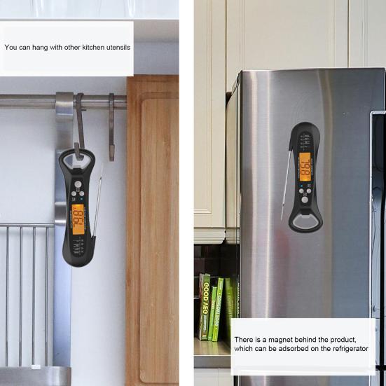 Пищевой термометр, водонепроницаемый цифровой термометр для мяса, складной термометр с мгновенным считыванием для кухни, барбекю