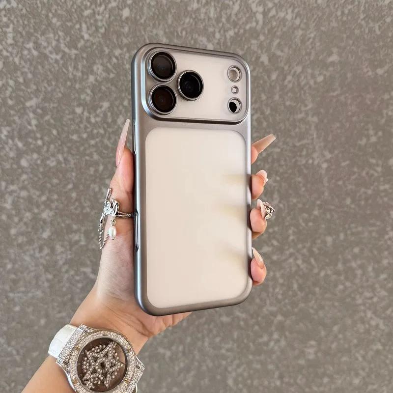 Роскошный Матовый Прозрачный Чехол Для iPhone 17 Air 16 Pro Max Plus Позолоченная Рамка Защита Линзы Пленка Противоударный Жесткий Прозрачный PC Чехол