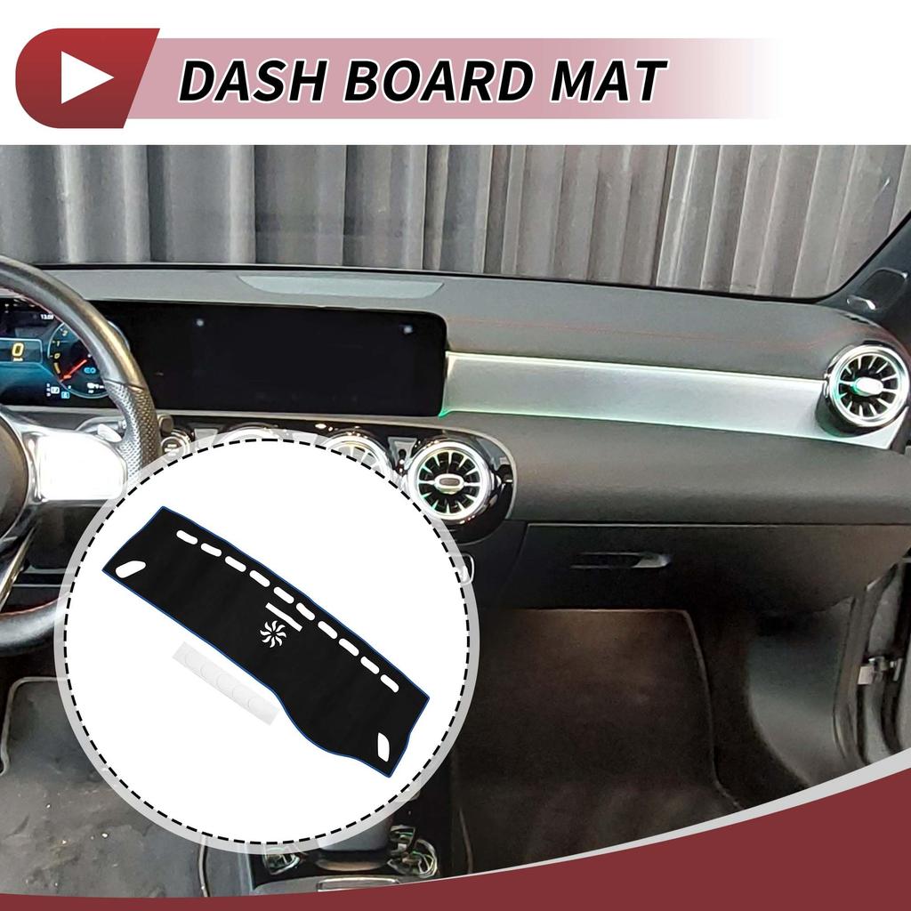 HEROFFIX Коврик на приборную панель для GLA Интерьер Приборная панель Солнце Замша Черный с Синими Деталями и Аксессуарами Mercedes-Benz Класс, Чехол, Защита,