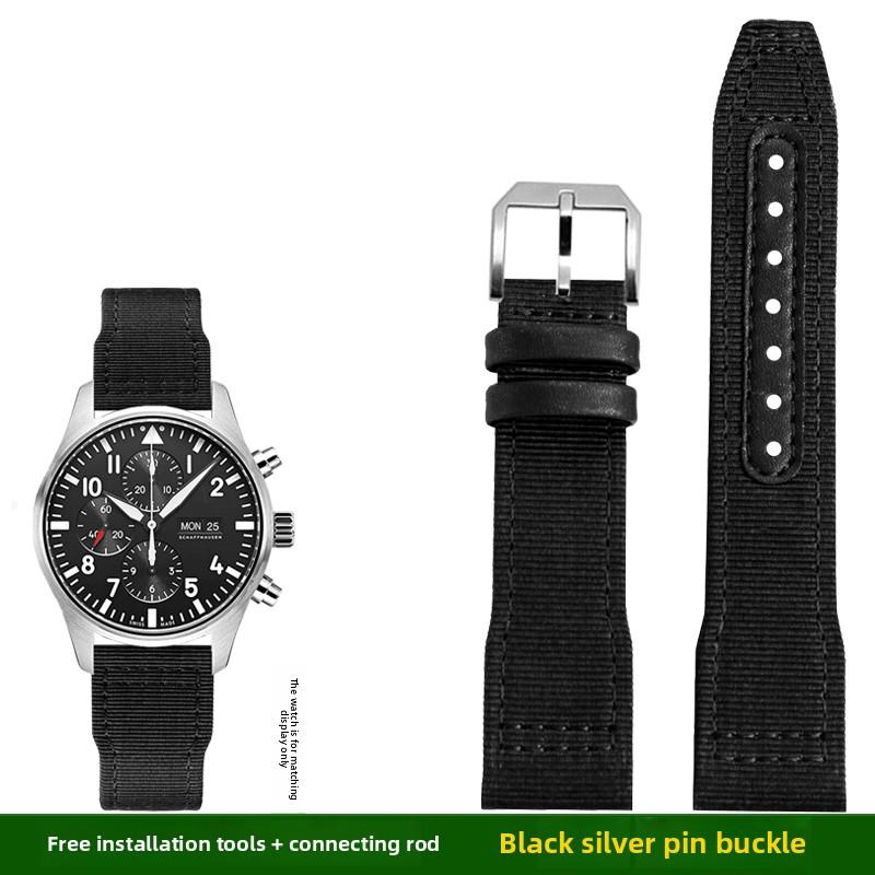 Для IWC Pilot Нейлоновый ремешок из натуральной кожи для часов IWC Mark 18 Balack Aces Portuguese оригинальный плетеный холщовый ремешок Браслет