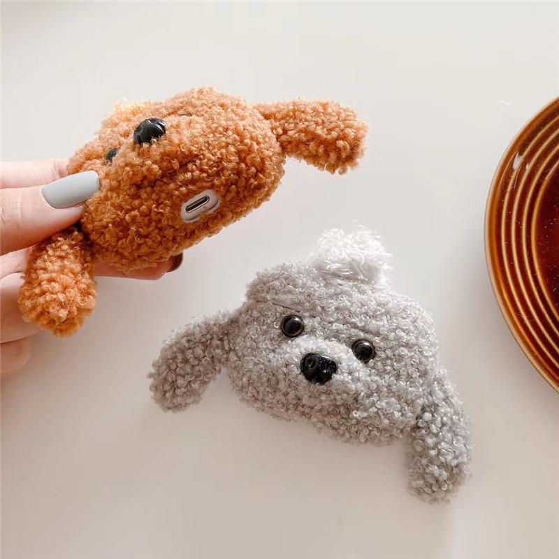 Cute Pets Teddy Dog Kawaii Earphone Cases For Airpods Pro3 Plush Protective Cover For Airpods 4 3 2 Wireless Headset Accessories