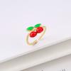 New Creative Copper Oil Drop Red Strawberry Zirconia Ring Charm For Woman Girl Vacation Casual Jewelry Accessories Adjustable