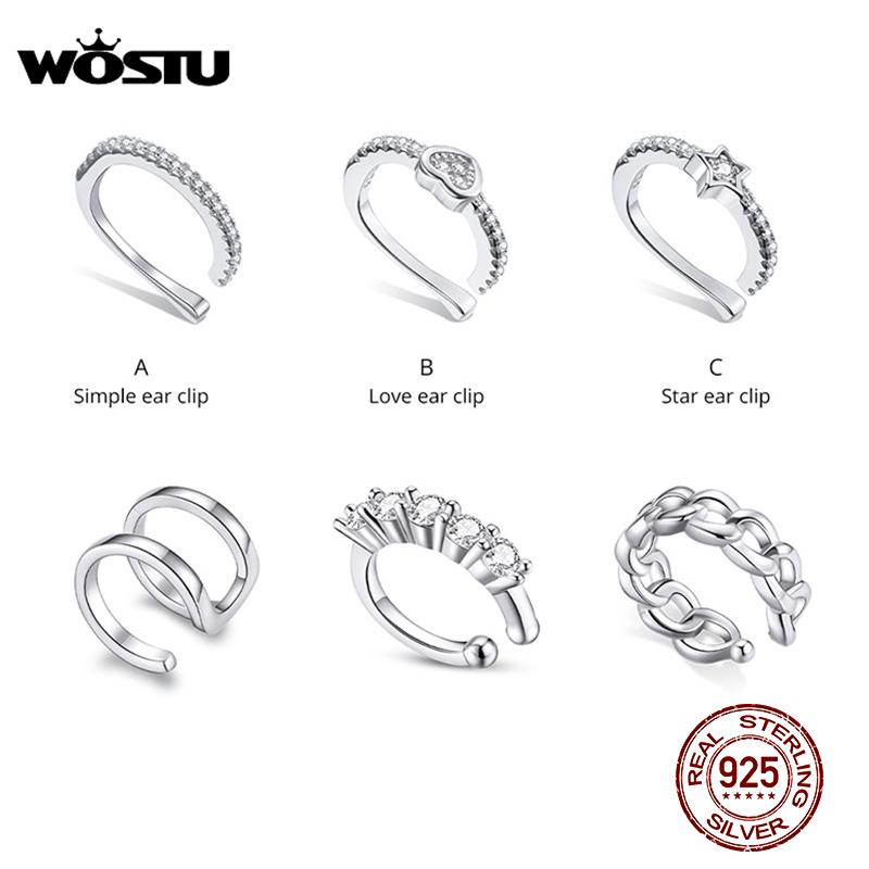 WOSTU Настоящие Серьги-клипсы из стерлингового серебра 925 пробы для женщин, на юбилейную вечеринку, модные украшения, подарок CQE1022