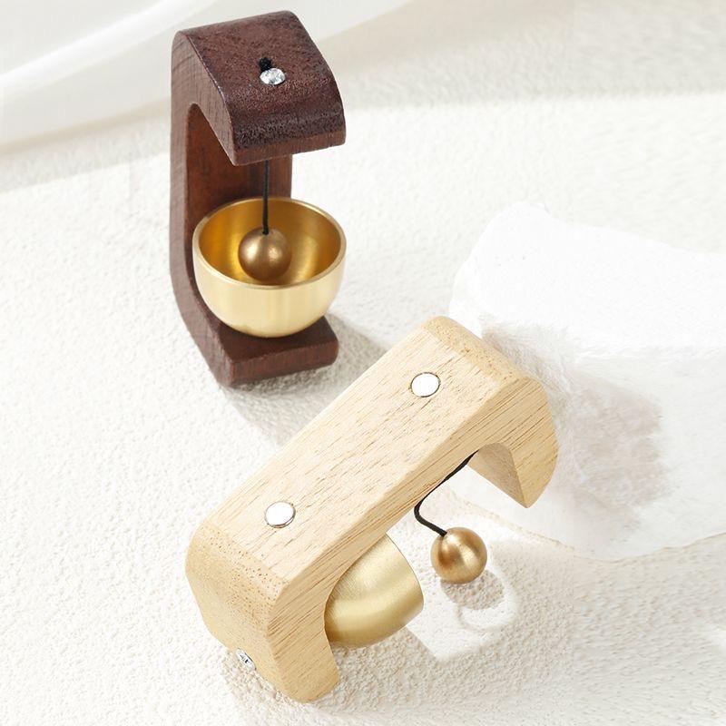Door Suction Dopamine Wind Chime Magnetic Walnut Wooden Doorbell Fridge Magnet Small Gift Living Room Decoration