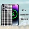 Чехол для телефона с принтом в черно-белую клетку Для IPhone 16 15 14 13 Pro Max 11 12 Mini Alex Mirror Для Magsafe Беспроводная зарядка Чехол