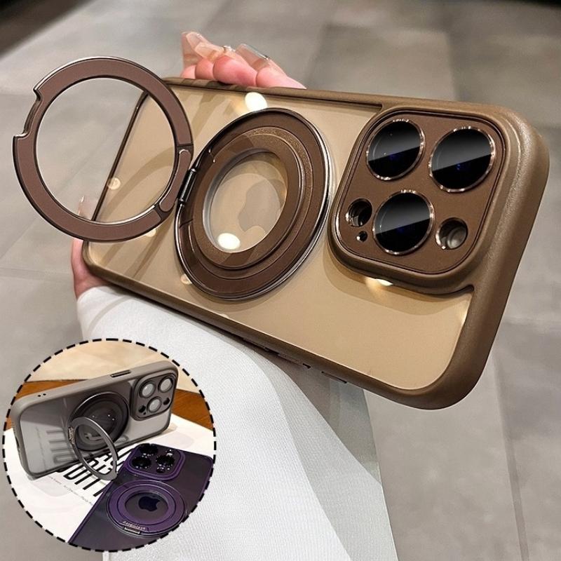 Для iPhone 16 Pro Max Роскошная вращающаяся подставка Магнитный держатель Magsafe Чехол для телефона Для iPhone 13 14 15 16 Plus Защитная крышка для объектива