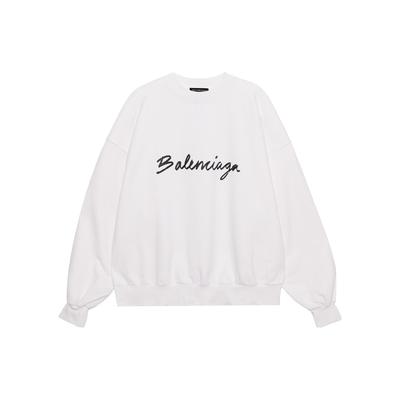 Balenciaga Свитшот с логотипом-надписью, круглый вырез, 'Белый', Мужской 697869TMVB59040