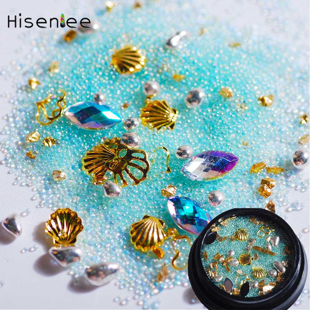 2 коробки смешанного размера DIY Art 3D Стразы Золотые металлические кристаллы для ногтей Micor бусины