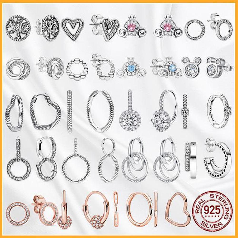 Аутентичные серьги-гвоздики из стерлингового серебра 925 пробы Plata De Ley, модные серьги-гвоздики для женщин, оригинальные сверкающие Pav Day, специальный подарок