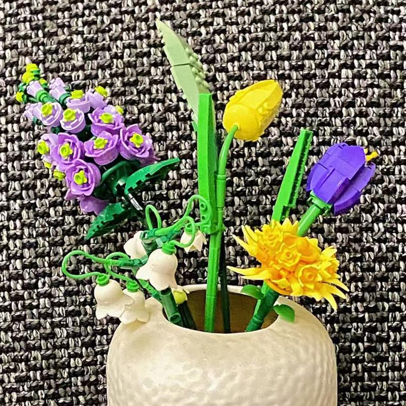 LOZ 1672 вечный цветок растение фиолетовый тюльпан астрантиамейор ландыш мини-блоки кирпичи строительные игрушки для детей без коробки