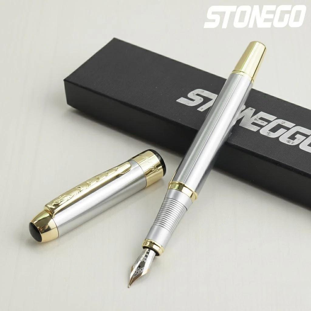 Роскошная Ретро Ручка-перо Stonego с Тонким Пером, Отделка Золотым Наконечником-стрелой, Плавное Письмо, Сменная Картриджная Ручка
